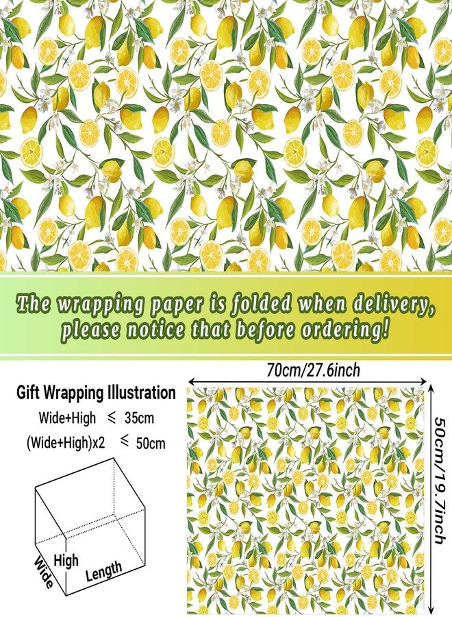 Bolsome 12 Sheets 28 * 20 Inches Lemon Wrapping Paper Yellow Green Summer Fruit Flower Patterned Gift Wrap Paper for Baby Shower Birthday Summer Holidays DIY Craft - Image 2